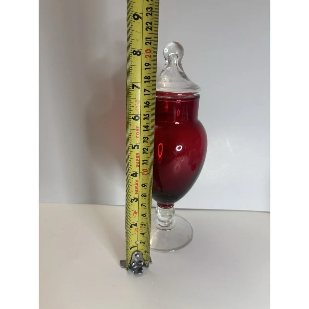 Vintage Anchor Hocking Glass Apothecary Jar with Lid Royal Ruby Red 8 1/4
